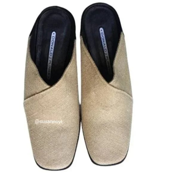 Donald J. Pliner Vanilla Girl Plazacore Tweed Twee Normcore Canvas Mule Loafers - Picture 2 of 8